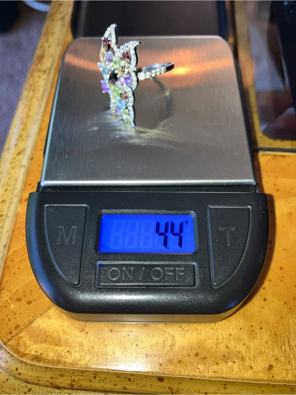 Natural Multi Gemstone Butterfly Ring Size 6.75